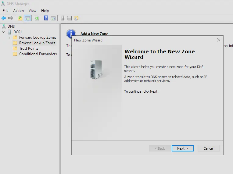 New Zone Wizard