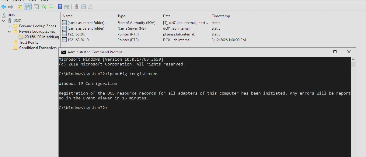 DC01 PTR Registration