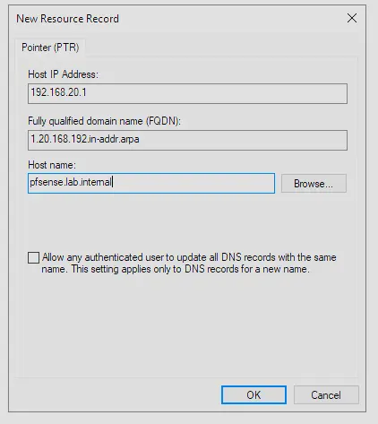 pfSense PTR Configuration
