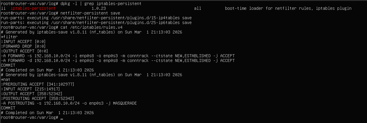 Persistent iptables rules