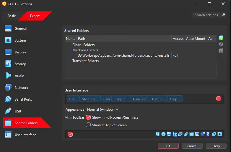 Shared Folder Configuration